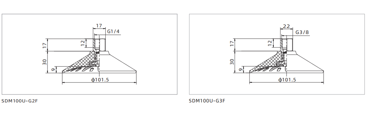 Dimensions Flat Suction Cup Special For Metal Sheet SDM