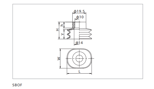 dimensions 2.5 bellows oval suction cup