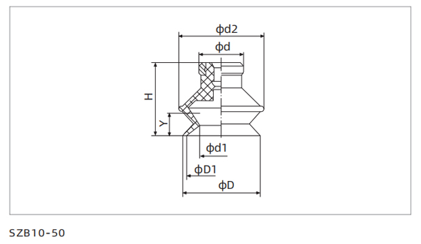 Dimensions Standard Suction Cup SZB10-50