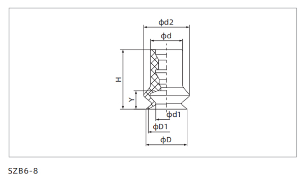 Dimensions Standard Suction Cup SZB6-8