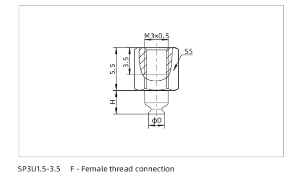 Dimensions Suction Cup SP3U1.5-3.5 F-Female Thread Connection