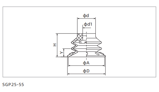 Dimensions PU Bellows Suction Cup SGP25-55