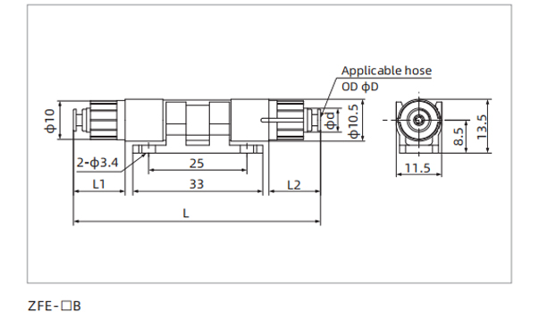 Dimensions ZFE Series Small Vacuum Filter 